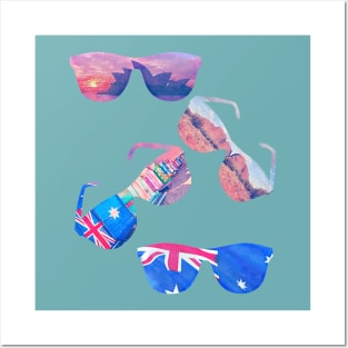 Australia  Landscapes Watercolor Sunglasses Posters and Art